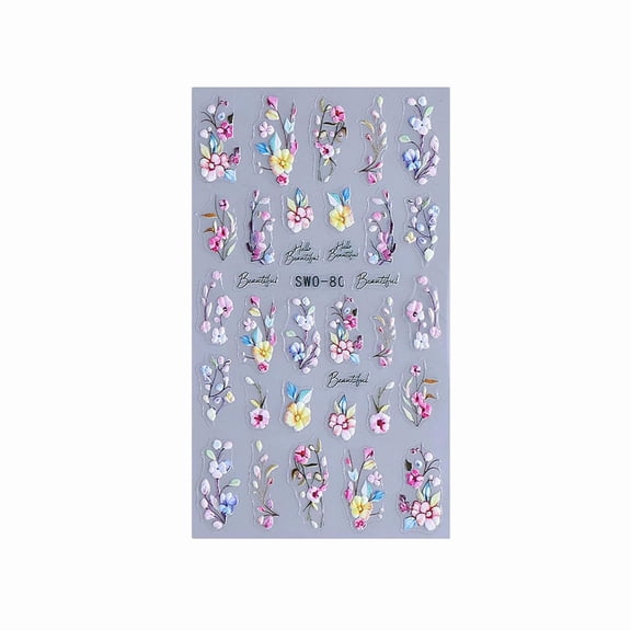 Spring Summer Easter 3D Flower Nail Stickers Relief Art Decals For Acrylic Nail Art Designs Manicure DIY Decoration