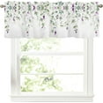 thumbnail image 1 of Spring Summer Eucalyptus Leaf Kitchen Curtains Valances for Windows Sage Green Leaves Purple Floral Valance Rod Pocket Window Curtain 1 Panel for Window Treatment Decorations 54x18inch, 1 of 6