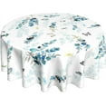 thumbnail image 1 of Spring Summer Eucalyptus Leaf Tablecloth 60 Inch Rustic Blue Teal Watercolor Butterfly Table Cloth Waterproof Polyester Washable Table Cover for Home Kitchen Outdoor Indoor Holiday Party, 1 of 6