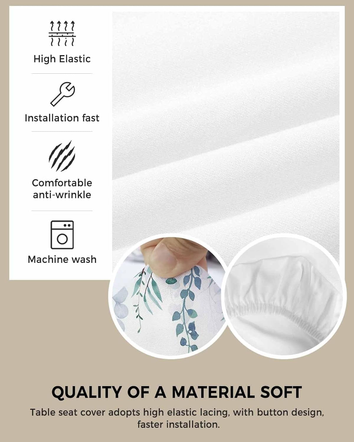 Spring Summer Eucalyptus Leaves Chair Seat Covers, Plants Floral