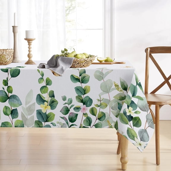 Spring Summer Eucalyptus Leaves Rectangle Tablecloth 52 x 70 Inch, Hummingbird Greenery Decorative Table Cloth Botanical Dining Table Cover, Butterfly Seasonal Dinner Party Picnic Decoration