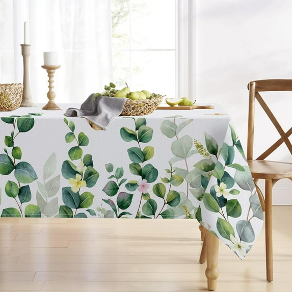 Spring Summer Eucalyptus Leaves Rectangle Tablecloth 60 x 102 Inch, Hummingbird Greenery Decorative Table Cloth Botanical Dining Table Cover, Butterfly Seasonal Dinner Party Picnic Decoration