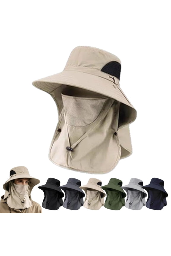 Spring/Summer Fisherman's Hat Detachable Outdoor Fishing Hiking UPF50+ Face Covering Neck Protection Wide Brim Sun Hat