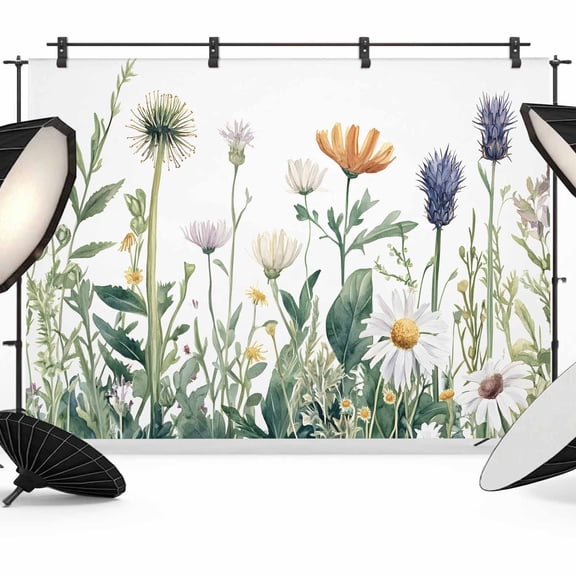 Spring Summer Floral Backdrop for Photoshoot,Photography Photo Studio Background Wall Backdrop,Farmhouse Botanical Flowers Back Drop Banner Panel for Portraits Wedding Live Streaming Decor 7x5Ft