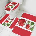 thumbnail image 1 of Spring Summer Floral Bathroom Rugs Set Red Flowers Green Leaf Rustic Farmhouse Non Slip Absorbent Soft Bath Mats 3 Piece Set with Bathroom Rug, U-Shaped Floor Mat, Toilet Seat Cover Large Size, 1 of 9