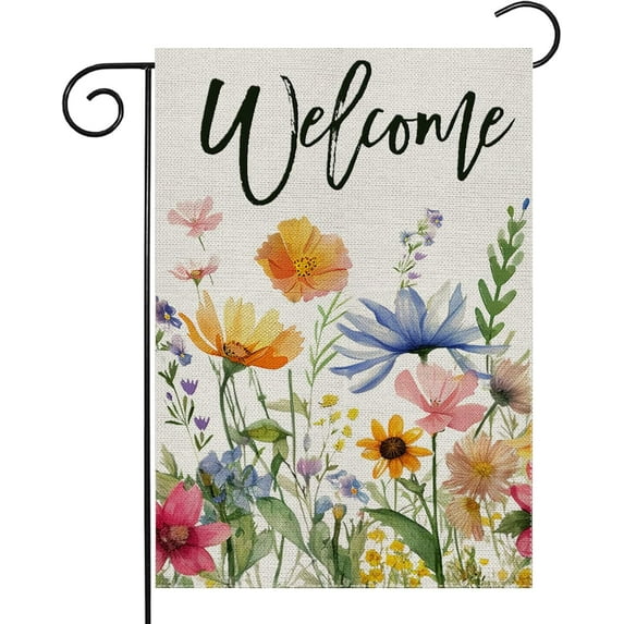 Spring Summer Floral Garden Flag 28x40 Inch, Double Sided Welcome Garden Flag, Flowers Butterfly Outdoor Outside Patio Farmhouse Yard Decoration