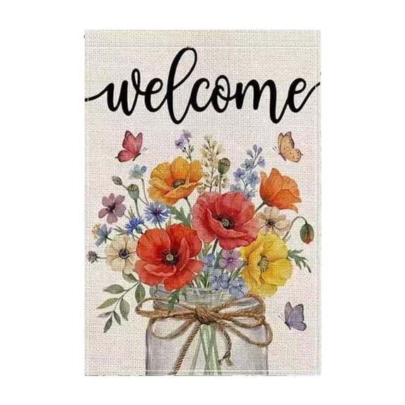 Spring Summer Floral Garden Flag Double Sided Seasonal Welcome Garden Flag Outside Burlap Farmhouse Small Yard E