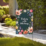 Spring Summer Floral Garden Flag Find Joy In Little Things Double Sided 12x18 Inch Outdoor Yard Decor Farmhouse Style