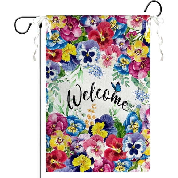 Spring Summer Floral Garden Flags 12×18 Inch Double Sided for Outside Colorful Flowers Welcome Garden Flag Small Seasonal Flag for Farmhouse Garden Yard Decor