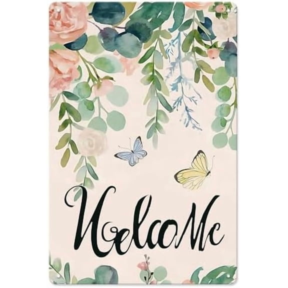 Spring Summer Floral Garden Sign Hello Spring Decor Farmhouse Spring Decor Yard Sign for Spring Summer Flowers Metal Sign