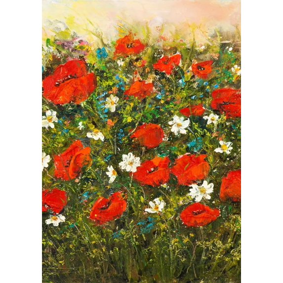 Spring Summer Floral Red Poppies Daisy 4th of July Welcome Garden Flag 28 x 40 Inch Small Vertical Double Sided Seasonal Outside Decor for House Home Yard Farmhouse
