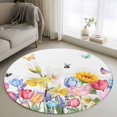 thumbnail image 1 of Spring Summer Floral Round Living Room Rugs 4 ft, Watercolor Sunflowers Tulip Romantic Butterfly Bee Washable Area Rug with Non-Slip Sturdy Edge Binding Round Carpet for Entryway Kitchen Bathroom, 1 of 9