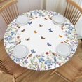 thumbnail image 1 of Spring Summer Floral Round Tablecloth Watercolor Wildflower Butterfly Table Cover with Elastic Edge Easter Washable Fitted Table Cloth for Kitchen Patry Outdoor Decor Fits 40"-44", Small, 1 of 6