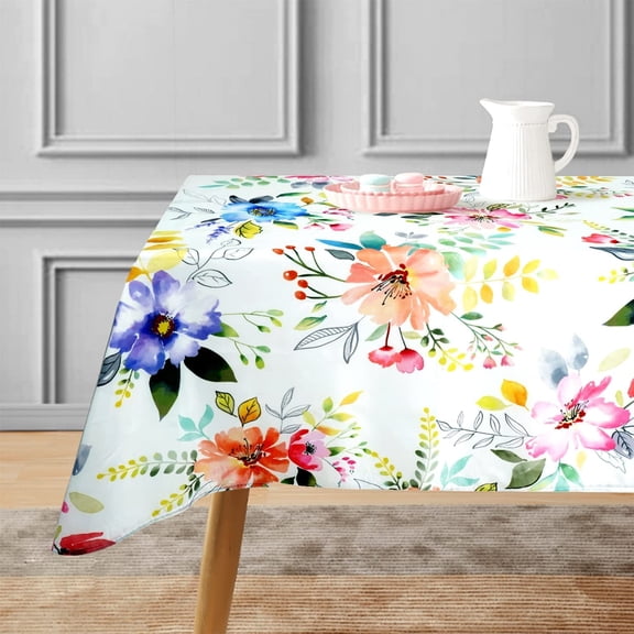 Spring Summer Floral Tablecloth, FloralPrint Tablecloth for Rectangle Tables 60 x 84, Waterproof Table Cover Protector for Dining Room, Kitchen Dinner,Restaurant ,Holiday Picnic, Decoration Use