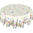 thumbnail image 1 of Spring Summer Floral Tablecloth Round 60 Inch,Colorful Wildflower Leaf Butterfly Polyester Circle Table Cloth Wrinkle Stain Resistant Washable Table Cover for Kitchen Dining Room Party Picnic, 1 of 6
