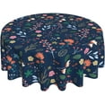 thumbnail image 1 of Spring Summer Floral Tablecloth Round 60 Inch Farmhouse Navy Blue Background Wildflower Round Tablecloth Polyester Washable Table Cover Table Cloth for Kitchen Dining Room Picnic Patio Party, 1 of 6