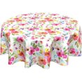 thumbnail image 1 of Spring Summer Floral Tablecloth Round 60 Inch Wildflower Leaf Butterfly Table Cloth Circular FlowersTable Cover Washable Wipeable Reusable Polyester Tabletop for Dining Kitchen Holiday Party Decor, 1 of 6