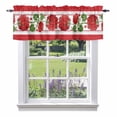 thumbnail image 1 of Spring Summer Floral Valance Curtain Red Flowers Green Leaf Rustic Farmhouse Window Valances Rod Pocket Short Curtains Window Treatments for Kitchen Bedroom Bathroom Laundry 42" x 18", 1 of 9