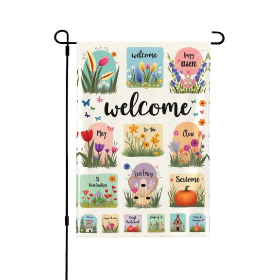 Spring Summer Floral Welcome Garden Flag Double Sided 12x18 Inch Outdoor Yard Decoration，House Flags，Farmhouse Decor，Seasonal Patio Banner