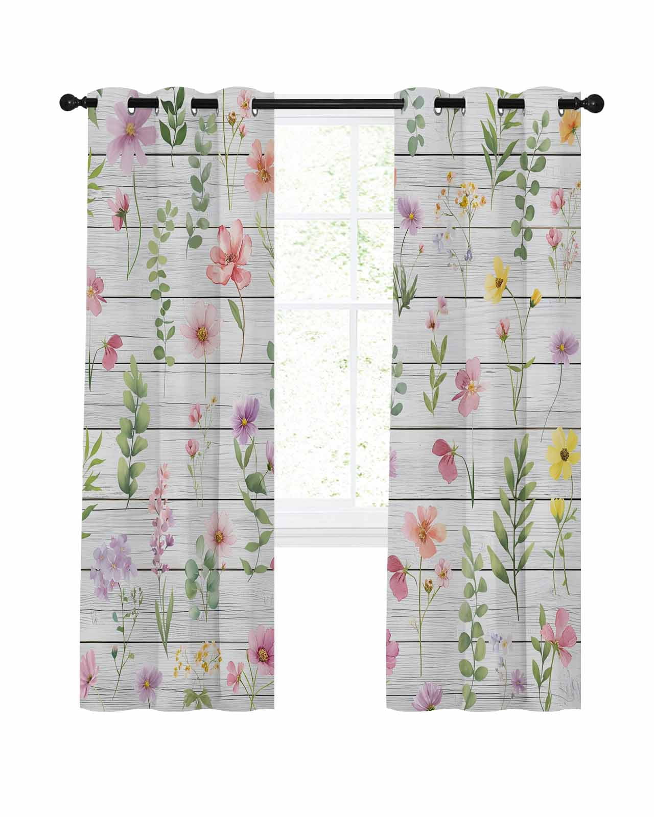 Spring Summer Flower Blackout Curtains for Bedroom Living Room ...