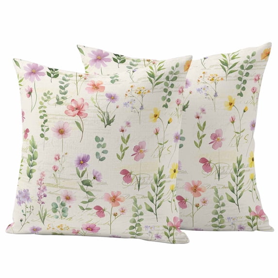 Spring Summer Flower Outdoor Pillow Covers Pack of 2 Eucalyptus Leaves Countryside Retro Waterproof Throw Pillow Covers Decorative Cushion Cases for Patio Garden Tent Balcony Couch 16x16 inch