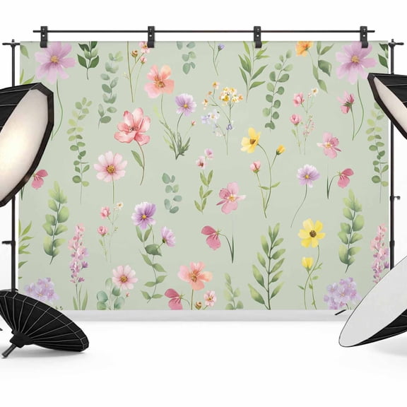 Spring Summer Flower Photography Backdrop 7x5FT, Eucalyptus Leaves Countryside Green Photo Backdrops, Background for Photography Studio Photo Studio Background, Back Drop for Photoshoot