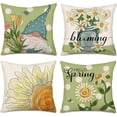thumbnail image 1 of Spring Summer Flower Pillow Covers Set of 4 20x20 Inch Hello Spring Daisy Floral Blooming Gnomes Bee Butterfly Throw Pillow Cover Green and White Farmhouse Decoration Pillowcase, 1 of 6