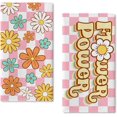 thumbnail image 1 of Spring Summer Flower Power Kitchen Dish Towels Set of 2, Daisy Floral Pink Plaid Farmhouse Hand Towels Drying Baking Cooking Cloth, Seasonal Home Kitchen Decor 18x26 Inch, 1 of 6