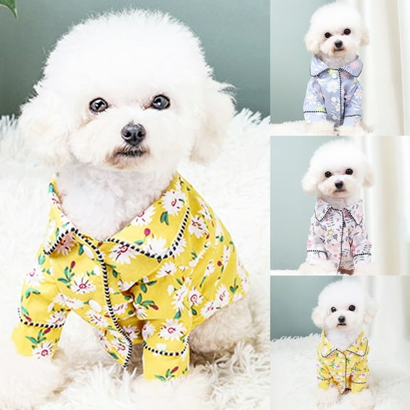Spring Summer Flower Printing Breathable Two-legged Dog Puppy Pajamas Pet Cloth