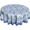 thumbnail image 1 of Spring Summer Flower Tablecloth 60 inch Round Table Cloth Blue Floral Table Cloths Summer Tablecloths for Kitchen Dining Decorations Holiday, 1 of 7