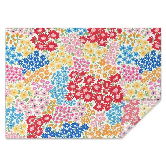 Spring Summer Flower Tablecloth,Oil Proof Spill Proof Polyester Table Cover for Rectangle Tables,Foldable Table Clothes Cute Tablecloths for Dining Room Camping Indoor Outdoor