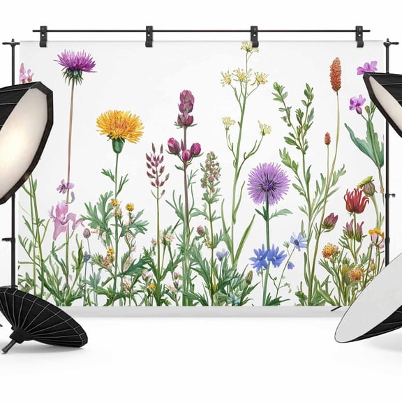 Spring Summer Flowers Backdrop for Photography,Fabric Photo Background Backdrop,Farmhouse Floral Botanical Photo Booth Background for Portrait Photoshoot Video Wedding Studio Decoration Banner 7x5ft