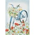 thumbnail image 1 of Spring Summer Flowers House Flag 28x40 Double Sided Blue Bicycle Ride and Poppy Daisy Floral Garden Yard Flags Welcome Spring Summer Outdoor Seasonal Banner Party Home Decor, 1 of 6