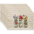 thumbnail image 1 of Spring Summer Flowers Placemats Set of 6,Washable Heat Resistant 12×18 Inch Linen Table Mats Vintage Floral Place Mats for Party Outdoor Dining Décor, 1 of 6