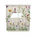 thumbnail image 1 of Spring Summer Flowers Swag Valance and Tier Curtains 24'' Length Set, Farmhouse Floral Botanical Rustic Light Filtering Kitchen Curtains, Tier Curtain Valances for Bathroom/Living Room/Bedroom/Café, 1 of 6