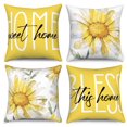 thumbnail image 1 of Spring Summer Flowers Yellow Throw Pillow Covers 18x18 Set of 4,Sweet Home Bless Decorative Pillow Cases for Bedroom Sofa Couch, 1 of 6