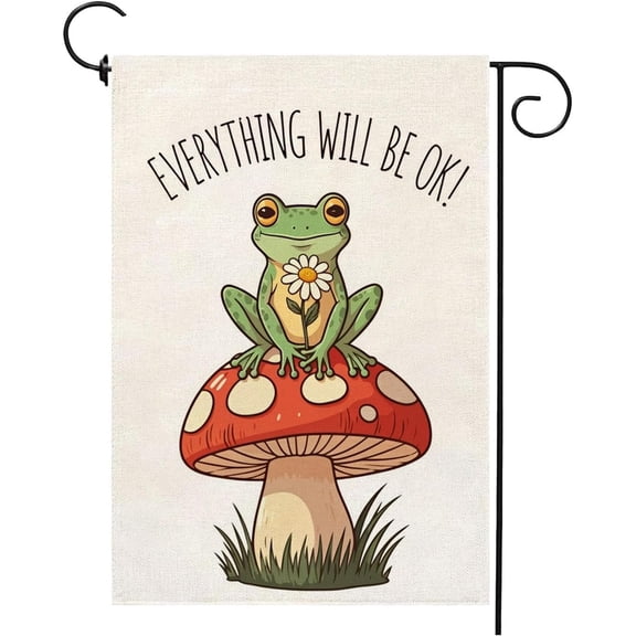Spring Summer Frog Garden Flag 12x18 Inch Burlap Double Sided Seasonal Farmhouse Yard Outdoor Decor