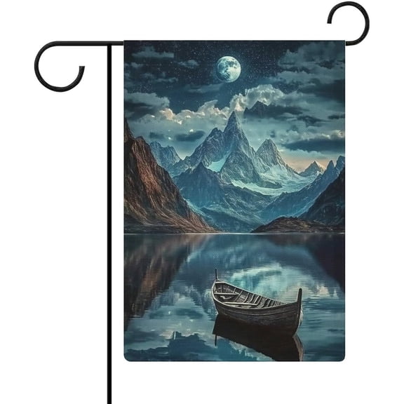 Spring Summer Garden Flag 12 x 18 In Double Sided Burlap Boat Lake Landscape Outdoor Yard Decor