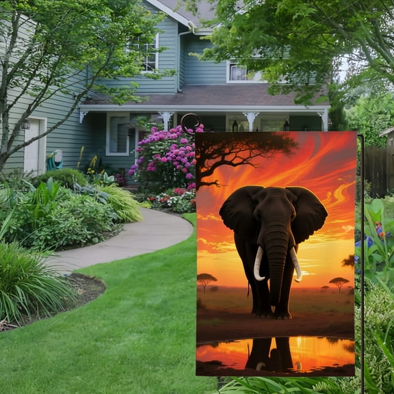 Spring Summer Garden Flag Double Sided A Elephant Welcome Yard House Outside Outdoor Decoration,12*18 inch