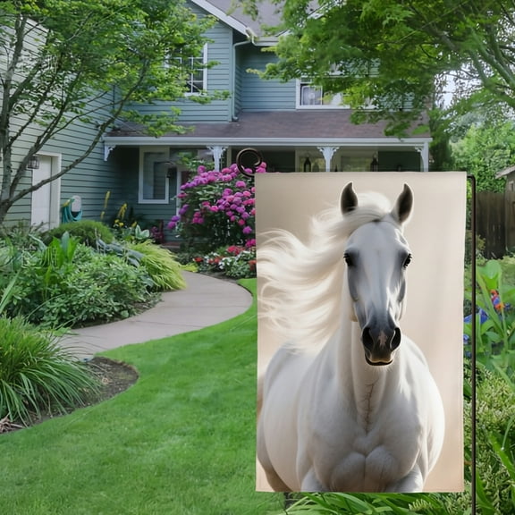 Spring Summer Garden Flag Double Sided Black and White Horse Welcome Yard House Outside Outdoor Decoration,12*18 inch