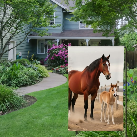 Spring Summer Garden Flag Double Sided Farmhouse Horse,Country Old Barn Welcome Yard House Outside Outdoor Decoration,12*18 inch