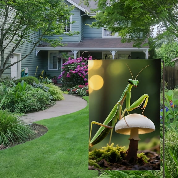 Spring Summer Garden Flag Double Sided Mushroom Insect Welcome Yard House Outside Outdoor Decoration,12*18 inch