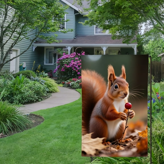 Spring Summer Garden Flag Double Sided Squirrel Welcome Yard House Outside Outdoor Decoration,12*18 inch