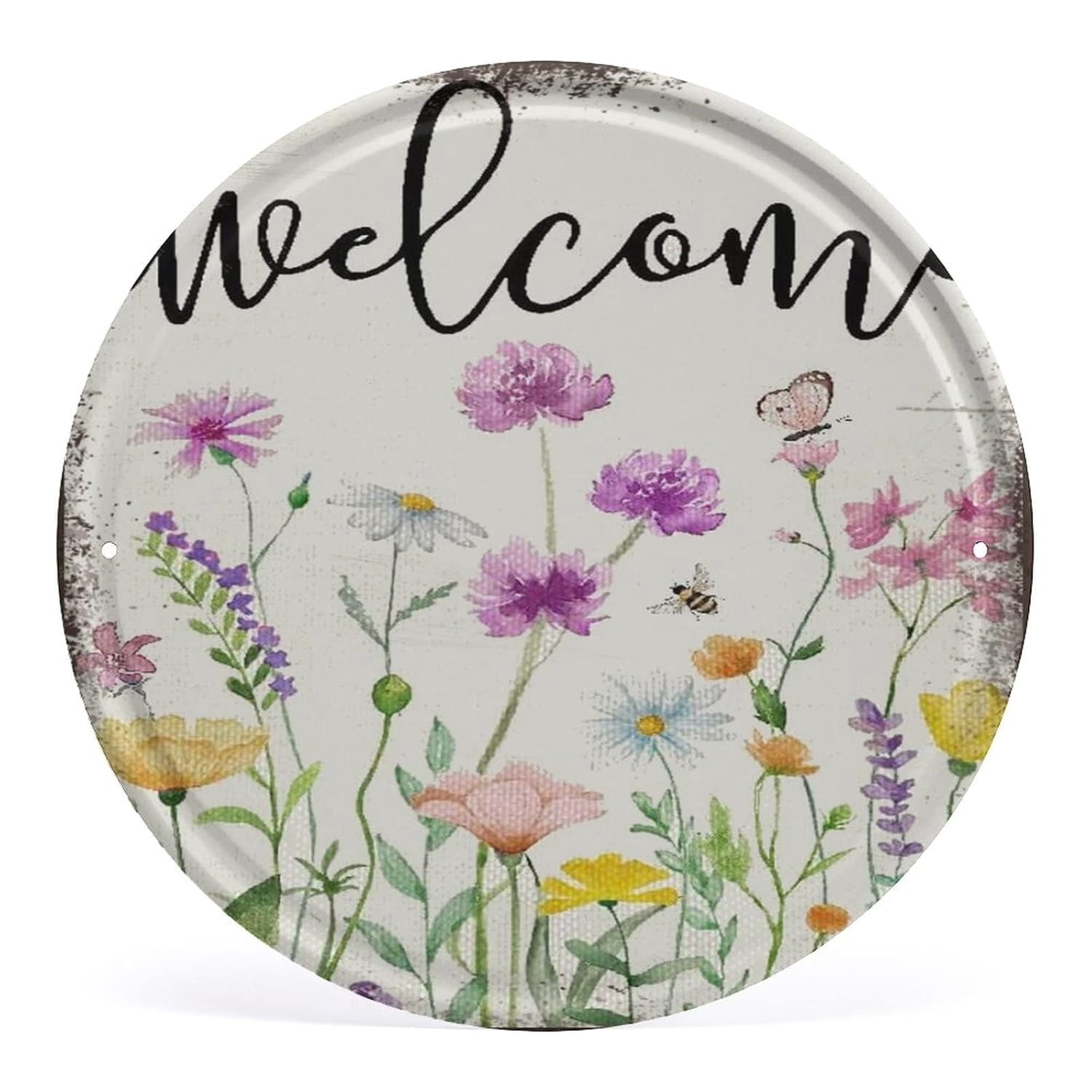 Spring Summer Garden Floral Tin sign Vintage Round Metal Tin Signs wall ...
