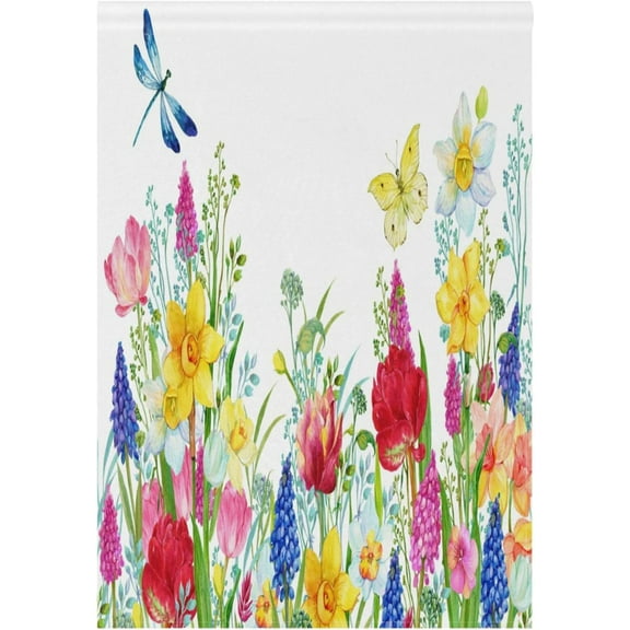 Spring Summer House Flag 28x40 Double Sided Daffodils Tulips and Dragonfly Garden Yard Flags Welcome Spring Rustic Farmhouse Outdoor Banner Party Home Decor