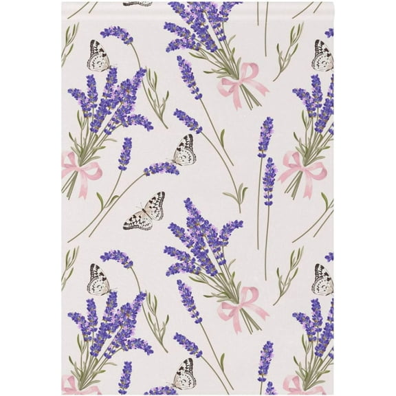 Spring Summer House Flag 28x40 Double Sided Lavender Flowers Seamless Pattern Garden Yard Flags Welcome Spring Rustic Farmhouse Outdoor Banner Party Home Decor