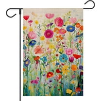 Spring Summer House Flag 28x40 Inch Double Sided Outside Colorful Floral Wildflower Large Burlap for Yard Outdoor Seasonal Decoration Flag