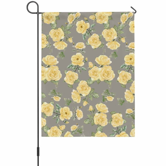 Spring Summer House Flags For Outdoor, Classic Yellow Rose Flower Small Double Side Yard Flags Weather Proof House Decor for Lawn Outside Holiday 28 x 40 Inches
