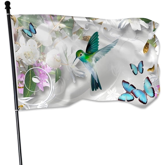 Spring Summer Hummingbird Flag Hello Sunshine Flowers Bird Flag, Double Sided