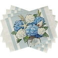 thumbnail image 1 of Spring Summer Hydrangea Flower Placemats Set of 4, Blue White Floral Mason Jar Beach Coastal Ocean Dining Table Place Mats, Nautical Starfish Shell Kitchen Decor Home Decoration 12 x 18 Inch, 1 of 5